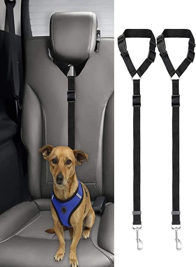 MIXEN 2 Packs Dog Cat Safety Seat Belt Strap Car Headrest Restraint Adjustable Nylon Fabric Dog Restraints Vehicle Seatbelts Harness - Image 1